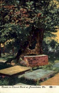 Tombs in Churchyard - Jamestown, Virginia VA Postcard