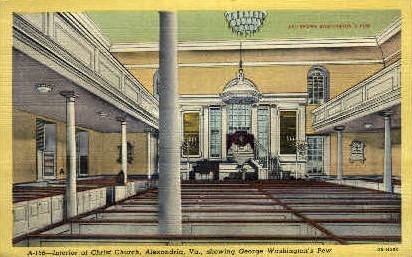 Interior of Christ Church - Alexandria, Virginia VA Postcard
