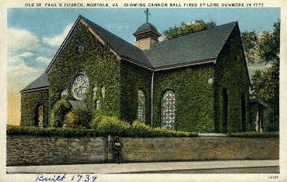 Old St. Pauls Church - Norfolk, Virginia VA Postcard