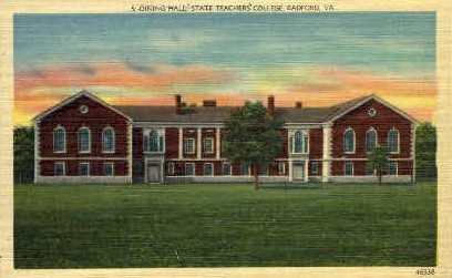 Dining Hall, State Teachers College - Radford, Virginia VA Postcard