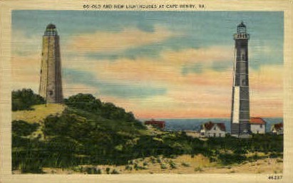 Old & New Lighthouses - Cape Henry, Virginia VA Postcard