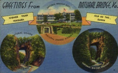 Greetings From - Natural Bridge, Virginia VA Postcard