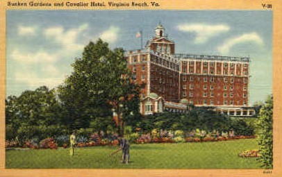 Sunken Gardens, Cavalier Hotel - Virginia Beach Postcards, Virginia VA Postcard