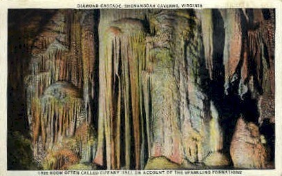 Diamond Cascade - Shenandoah Caverns, Virginia VA Postcard