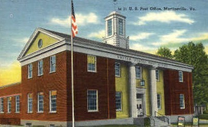 U.S. Post Office - Martinsville, Virginia VA Postcard