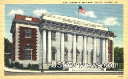 United States Post Office  - Bristol, Virginia VA Postcard