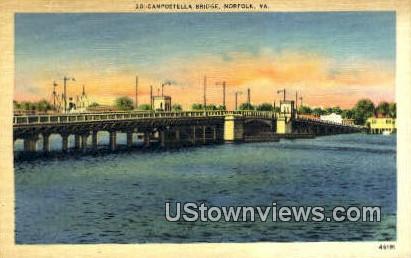 Campostella Bridge - Norfolk, Virginia VA Postcard