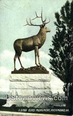 Elks Monument  - Richmond, Virginia VA Postcard
