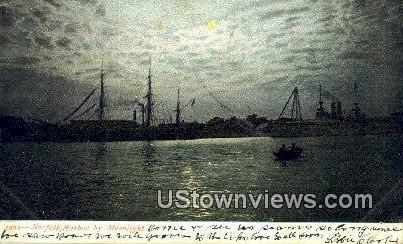 Norfolk Harbor By Moonlight - Virginia VA Postcard