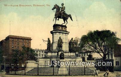 Washingtons Monument  - Richmond, Virginia VA Postcard