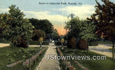Scene In Lafayette Park  - Norfolk, Virginia VA Postcard