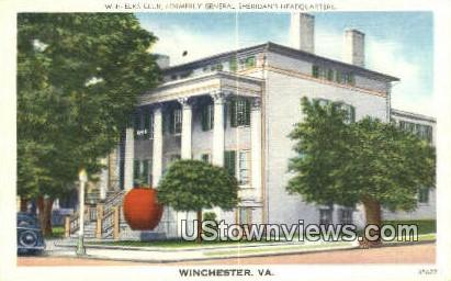 Elks Club - Winchester, Virginia VA Postcard