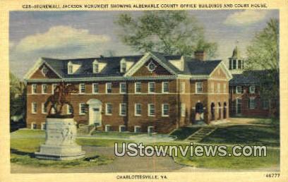 Stonewall Jackson Monument  - Charlottesville, Virginia VA Postcard
