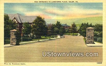 Entrance To Langhorne Place - Salem, Virginia VA Postcard