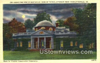 Monticello Home of Thomas Jefferson  - Charlottesville, Virginia VA Postcard