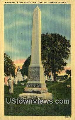 Grave Of General Andrew Lewis  - Salem, Virginia VA Postcard