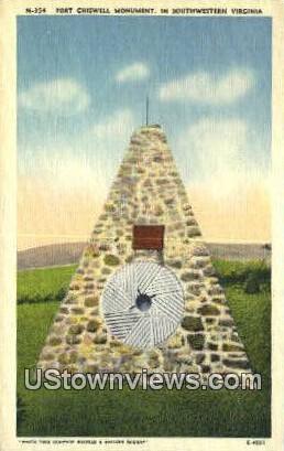 Fort Chiswell Monument  - Wytheville, Virginia VA Postcard