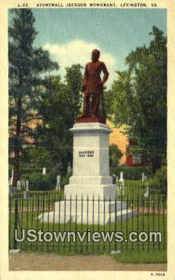 Stonewall Jackson Monument  - Lexington, Virginia VA Postcard