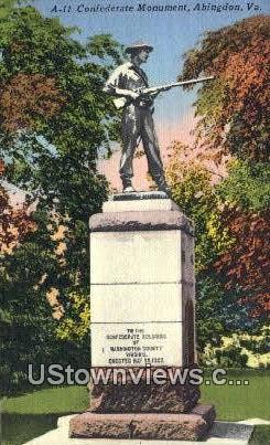 Confederate Monument  - Abingdon, Virginia VA Postcard