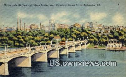 Mayo Bridge Over James River  - Richmond, Virginia VA Postcard