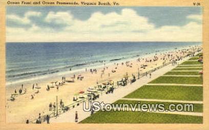 Ocean Front And Promenade  - Virginia Beach Postcards, Virginia VA Postcard