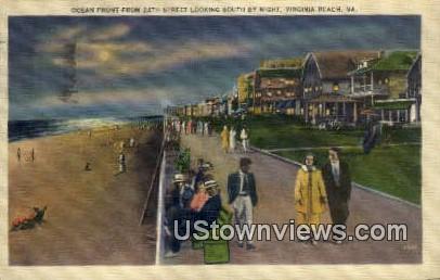 Ocean Front And Promenade  - Virginia Beach Postcards, Virginia VA Postcard