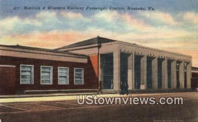 Norfolk & Western Railway Station  - Roanoke, Virginia VA Postcard