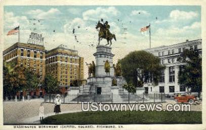 Washingtons Monument Capitol Square  - Richmond, Virginia VA Postcard