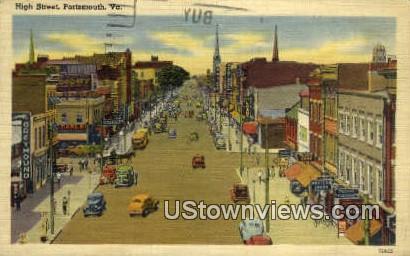 High Street  - Portsmouth, Virginia VA Postcard