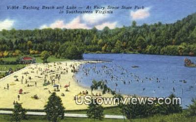 Bathing Beach And Lake  - Fairy Stone State Park, Virginia VA Postcard