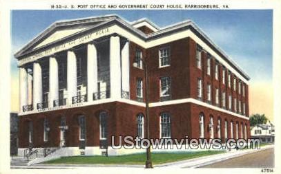 US Post Office - Harrisonburg, Virginia VA Postcard
