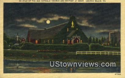 Catholic Church & Rectory - Virginia Beach Postcards, Virginia VA Postcard