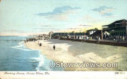 Bathing Scene  - Ocean View, Virginia VA Postcard