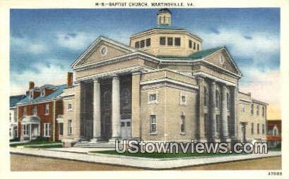 Baptist Church  - Martinsville, Virginia VA Postcard