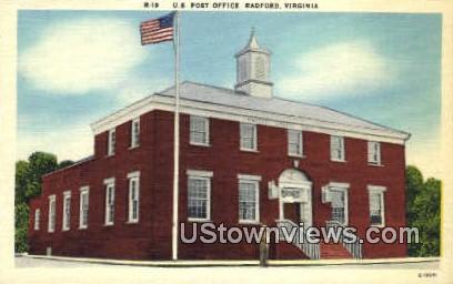 US Post Office  - Radford, Virginia VA Postcard