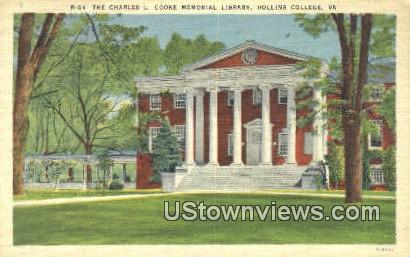 The Charles L Cooke Memorial  - Hollins College, Virginia VA Postcard