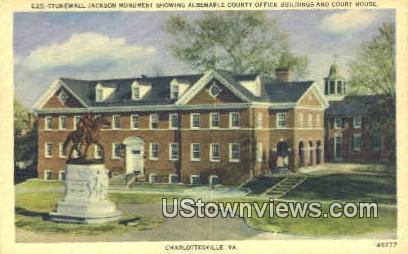 Stonewall Jackson Monument  - Charlottesville, Virginia VA Postcard