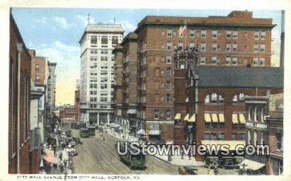 City Hall Avenue  - Norfolk, Virginia VA Postcard