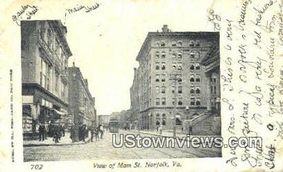 Main Street  - Norfolk, Virginia VA Postcard