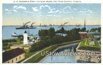 Us Battleship Fleet Hampton Roads  - Old Point Comfort, Virginia VA Postcard