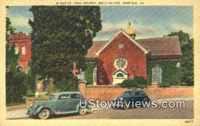 Old St Paul Church Built In 1739 - Norfolk, Virginia VA Postcard