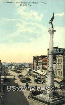 Confederate Monument  - Norfolk, Virginia VA Postcard