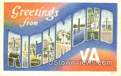 Greetings From  - Richmond, Virginia VA Postcard