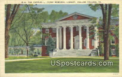 Charles L Cooke Library, Hollins College - Roanoke, Virginia VA Postcard