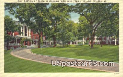 South Quadrangle, Hollins College - Roanoke, Virginia VA Postcard