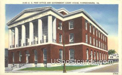 US Post Office - Harrisonburg, Virginia VA Postcard