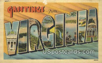 Greetings from, Virginia Postcard     ;       Greetings from, VA