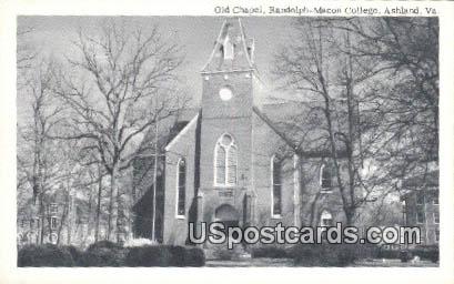 Randolph Macon College, Old Chapel - Ashland, Virginia VA Postcard