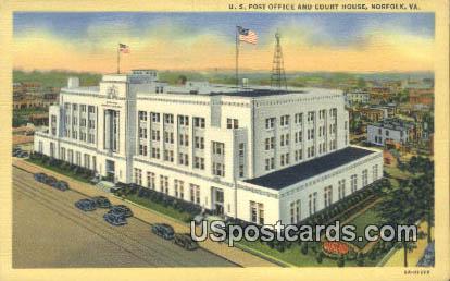 US Post Office - Norfolk, Virginia VA Postcard