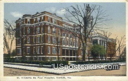 St Vincents De Paul Hospital - Norfolk, Virginia VA Postcard